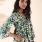trueBrowns Green Cotton Ikat Flared Kurta Pant Set | Swadesiicart