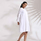 trueBrowns White Cotton Schiffli Short Dress | Swadesiicart