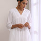 trueBrowns White Dobby Flared Slit Kurta Pant Set | Swadesiicart