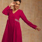 trueBrowns Rani Pink Velvet Embroidered Kurta | Swadesiicart