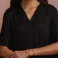 trueBrowns Black Modal Kaftan Kurta Set | Swadesiicart