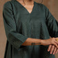 trueBrowns Dark Green Gold Cotton High-Low Co-Ord Set - Swadesiicart