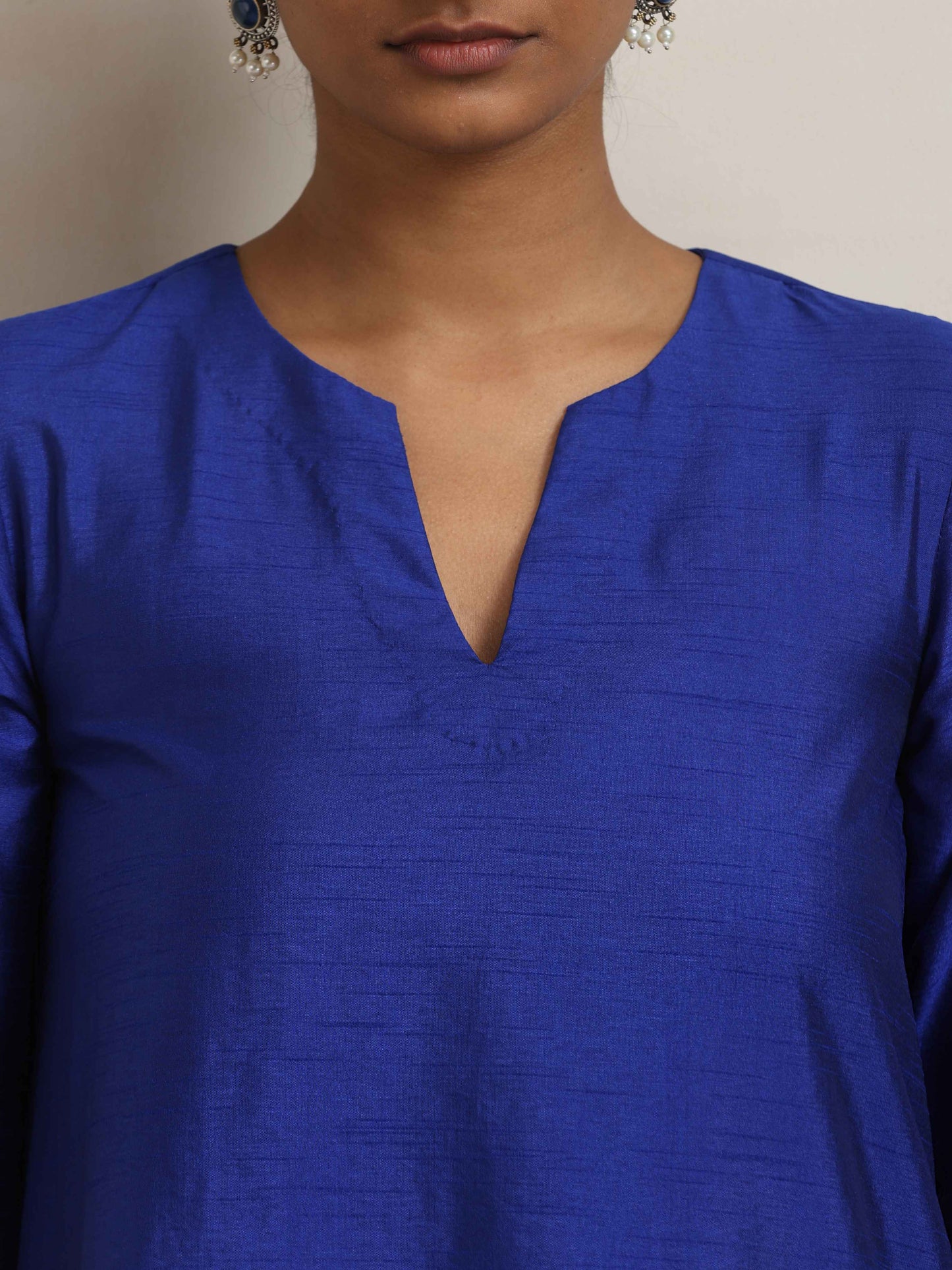trueBrowns Blue Silk Kurta Co-ord Set - Swadesiicart