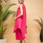 InWeave Women's Fuchsia Short Kurta Palazzo Set - Swadesiicart