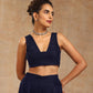 trueBrowns Midnight Blue Velvet Embroidered Jacket Set | Relove | Swadesiicart
