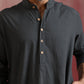 trueBrowns Men's Charcoal Grey Mandarin Collar Kurta | Swadesiicart