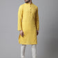 Even Apparels Yellow Pure Cotton Kurta With Band Collar | Swadesiicart