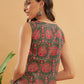 InWeave Green Red Mughal Kalamkari Top - Swadesiicart