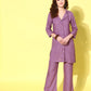 InWeave Women's Mauve Blazer Kurta Naroow Pant Coord Set - Swadesiicart