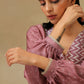 trueBrowns Dark Mauve Bandhani Printed Silk Elasticated Blouse | Swadesiicart