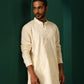 trueBrowns Men's Ivory Tonal Cotton Co-ord Set - Swadesiicart