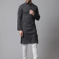 Even Apparels Black Pure Cotton Kurta With Band Collar | Swadesiicart