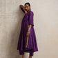 trueBrowns Purple Silk Anarkali Flared Kurta Set | Swadesiicart