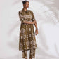 trueBrowns Olive Green Cotton Stripe Print Shirt Kurta Set | Swadesiicart