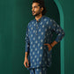 trueBrowns Men's Blue Floral Muslin Silk Printed Co-ord Set - Swadesiicart