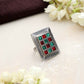 trueBrowns Silver Tone Rectangular Stone Ring | Swadesiicart