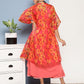 InWeave Women's Peach Cr Strappy Set With Peach Yellow Floral Cape - Swadesiicart