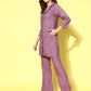 InWeave Women's Mauve Coord Set With White Butterfly Scarf - Swadesiicart