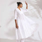 trueBrowns White Cotton Schiffli Flared Anarkali Kurta Set | Swadesiicart