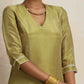 trueBrowns Green Tissue Straight Kurta Set | Swadesiicart