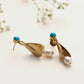 trueBrowns Brass Pearl Drop Earrings - Swadesiicart