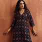 trueBrowns Black Print Kurta Co-ord Set - Swadesiicart