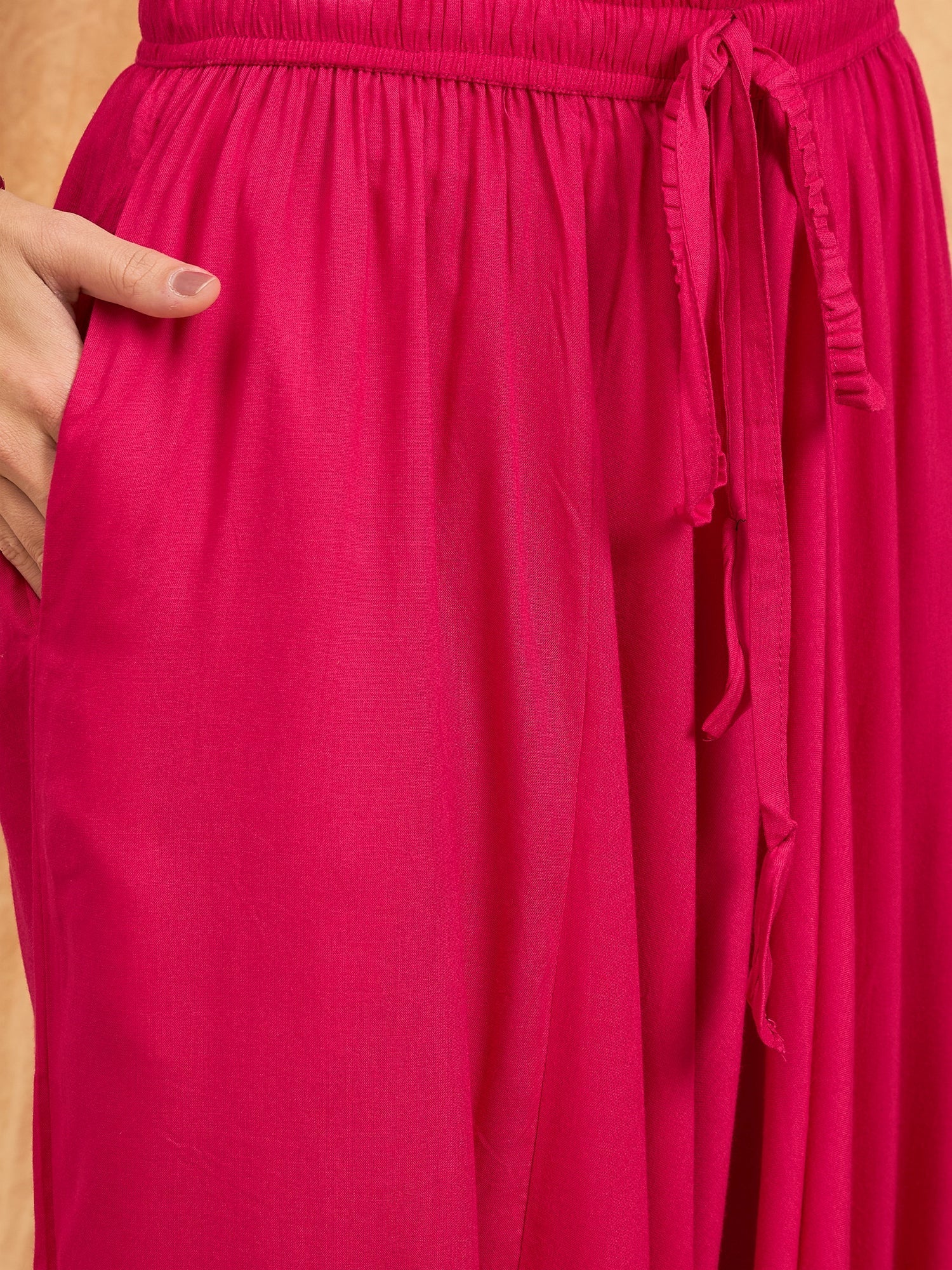 InWeave Fuchsia Solid Harem Pant - Swadesiicart