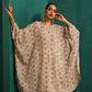 trueBrowns Off White Circle Floral Muslin Silk Printed Kaftan Pant Set | Swadesiicart