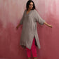 trueBrowns Grey Modal Kimono Kurta Set | Swadesiicart