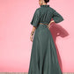 InWeave Women's Hunter Green Gold Crop Top With Side Slit Skirt - Swadesiicart