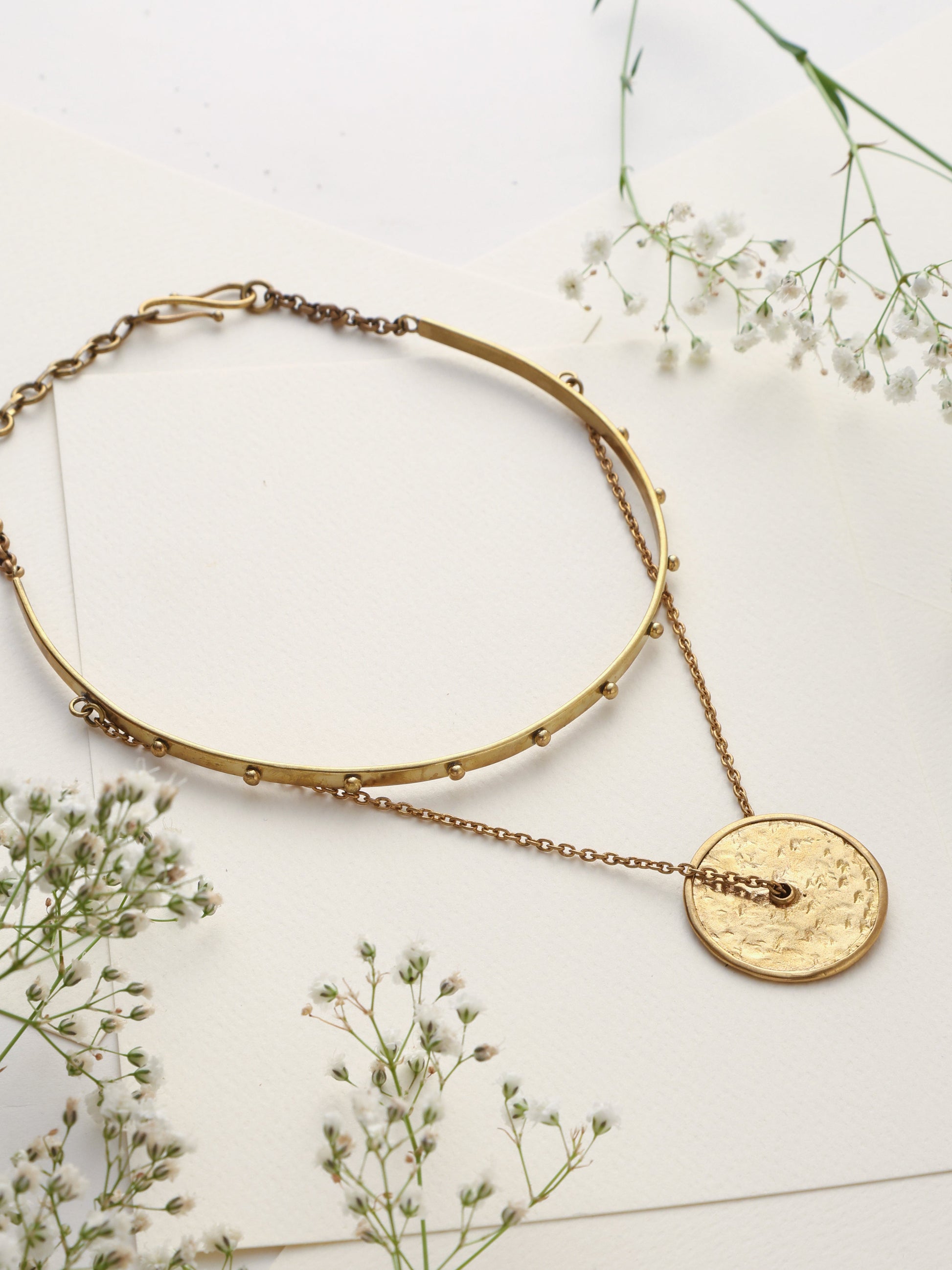 trueBrowns Brass Circular Layererd Necklace | Swadesiicart