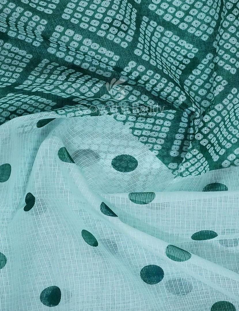 Shades of Mint Green And Rama Green Colour With Patli Pallu Design Pure Kota Cotton Saree By Gayathri Reddy Designer Studio | Swadesiicart