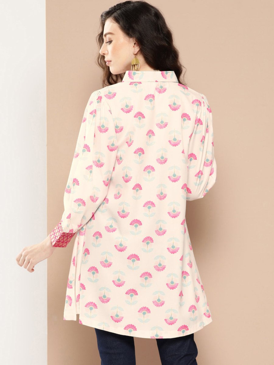 Ahalyaa Shirt Collar Printed Tunic | Swadesiicart