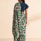 trueBrowns Green Blue Muslin Ikat Saree | Swadesiicart