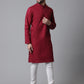 Even Apparels Maroon Pure Cotton Kurta With Band Collar | Swadesiicart