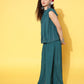InWeave Women's Teal Lurex Top With Flared Pallazo - Swadesiicart