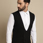 Even Apparels Men's Black Double Breast Waistcoat | Swadesiicart