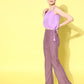 InWeave Women's Mauve Coord Set With Crepe Mauve Crop Top - Swadesiicart