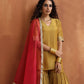 trueBrowns Gold Tissue Sharara Dupatta Set | Swadesiicart