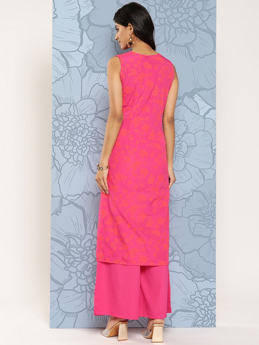 Ahalyaa Floral Printed Empire Gotta Patti Kurta With Palazzos | Swadesiicart
