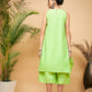 InWeave Women's Lime Green Short Kurta Palazzo Set - Swadesiicart
