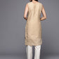 Ahalyaa Women Tan & Gold-Toned Geometric Printed Kurta | Swadesiicart