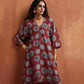 trueBrowns Maroon Print A-line Kurta Co-ord Set - Swadesiicart
