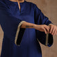trueBrowns Midnight Blue Modal Satin Relax Kurta Set | Swadesiicart