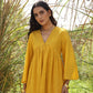trueBrowns Mustard Cotton Embroidered Flared Kurta Set | Swadesiicart