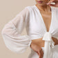 trueBrowns Chiffon White Dobby Tie Up Top | Swadesiicart