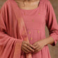 trueBrowns Blush Gold Cotton Anarkali Set | Swadesiicart