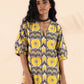 trueBrowns Yellow Cotton Ikat Slit Dress | Swadesiicart