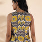 trueBrowns Yellow Cotton Ikat Sleeveless Kurta Pant Set | Swadesiicart