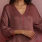 trueBrowns Brown Modal High low Kurta Set | Swadesiicart